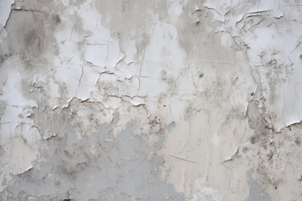 Pared de una vivienda con la pintura desconchada y manchas de humedad por capilaridad